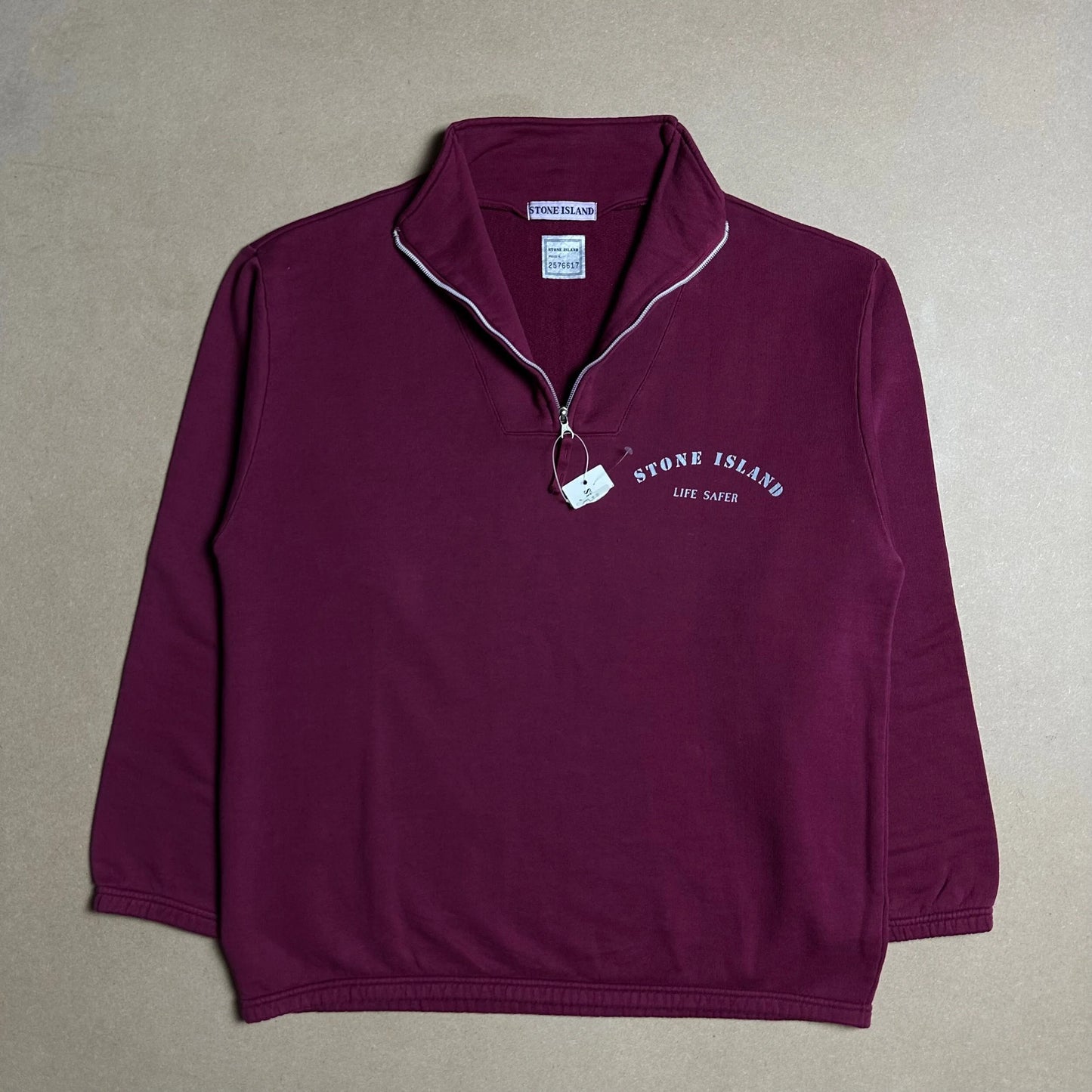 S/S 1993 Burgundy “Life Safer” Quarter Zip Pullover Sweater