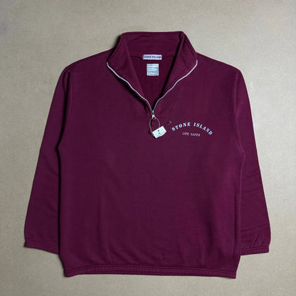 S/S 1993 Burgundy “Life Safer” Quarter Zip Pullover Sweater
