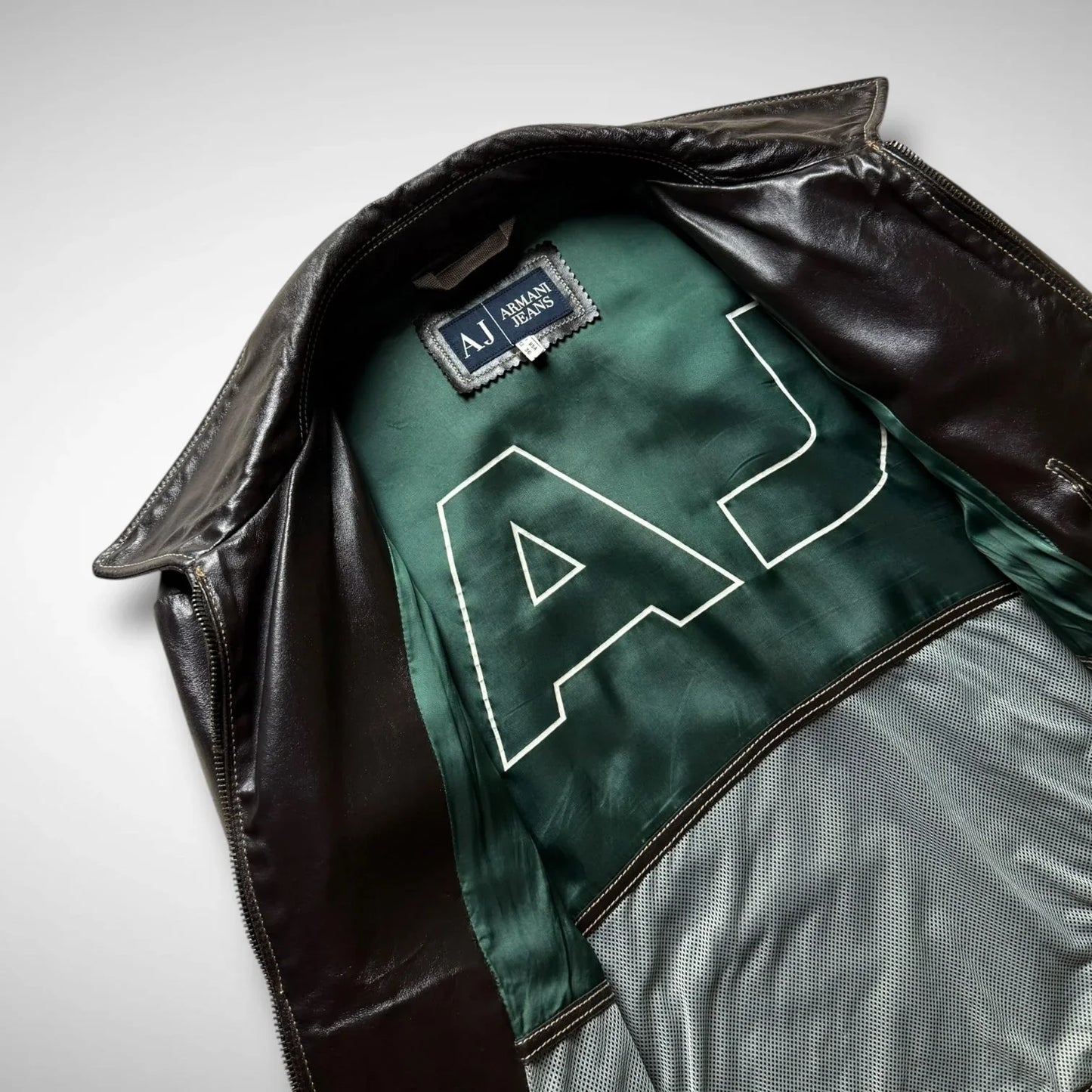 Armani Jeans Contrast Stitch Leather Jacket (2000s)