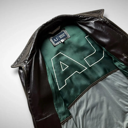 Armani Jeans Contrast Stitch Leather Jacket (2000s)