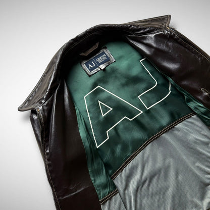Armani Jeans Contrast Stitch Leather Jacket (2000s)