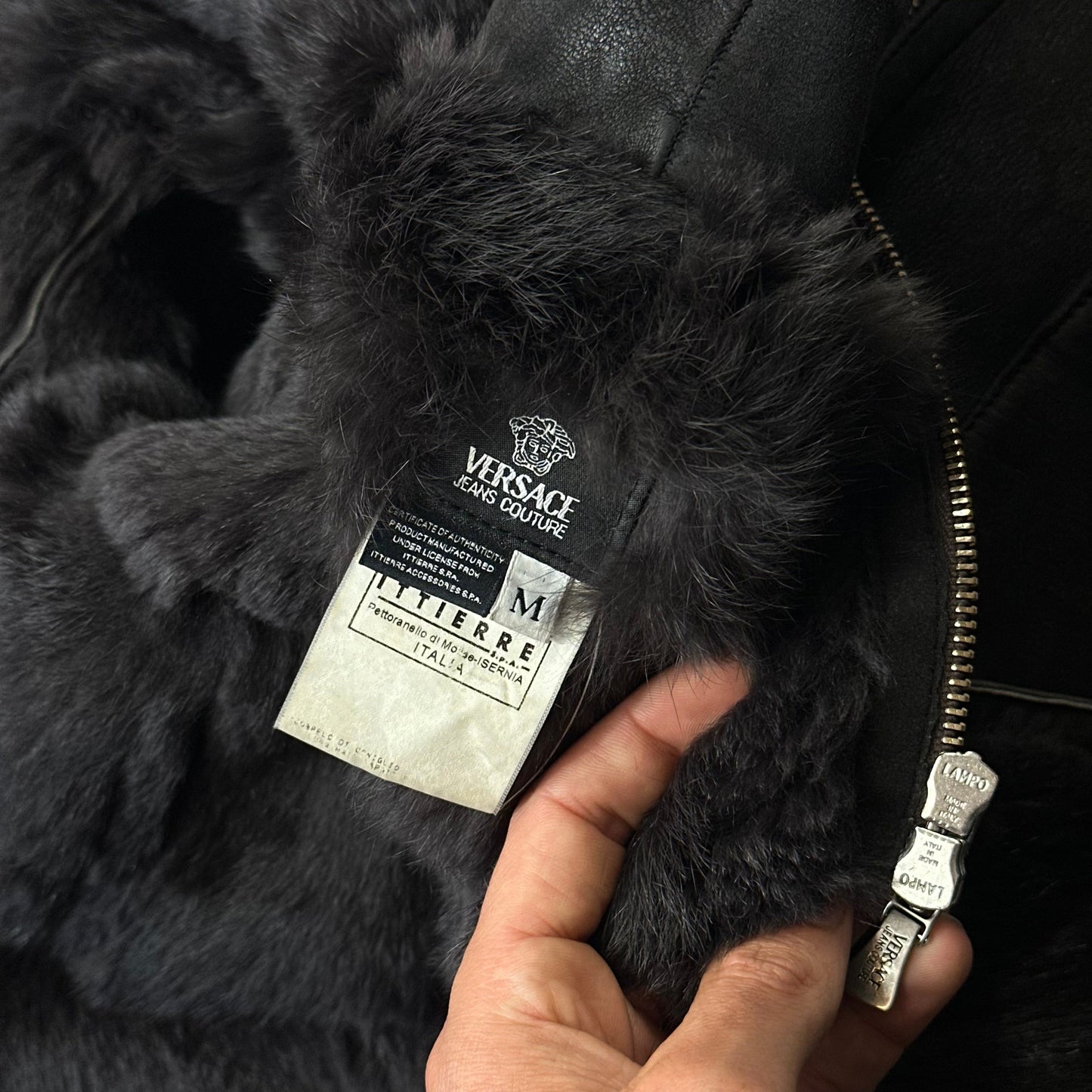 Versace VJC 90’s Leather Fur Sheepskin Afghan Coat - M | Default Title, Black
