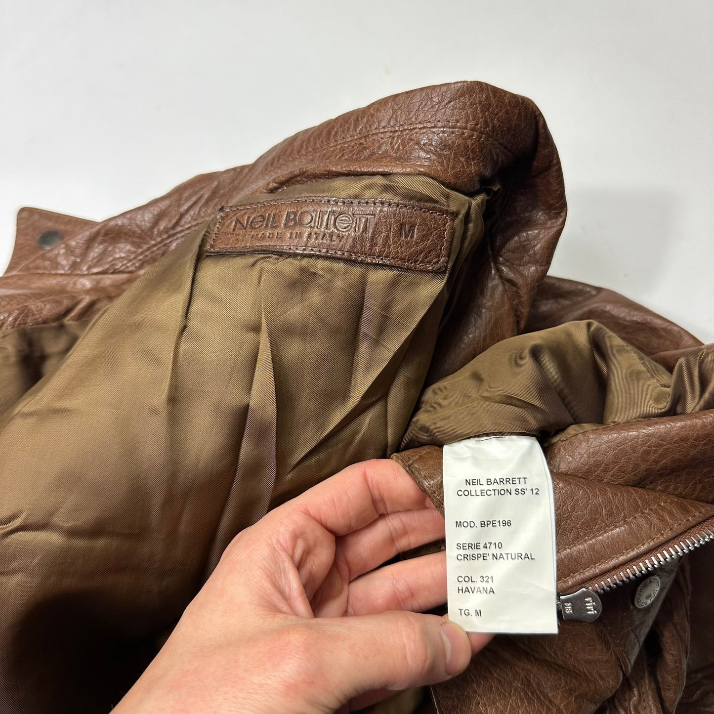 Neil Barrett 2012 Leather Padded Brown Multipocket Moto Jacket - S | Default Title, Brown