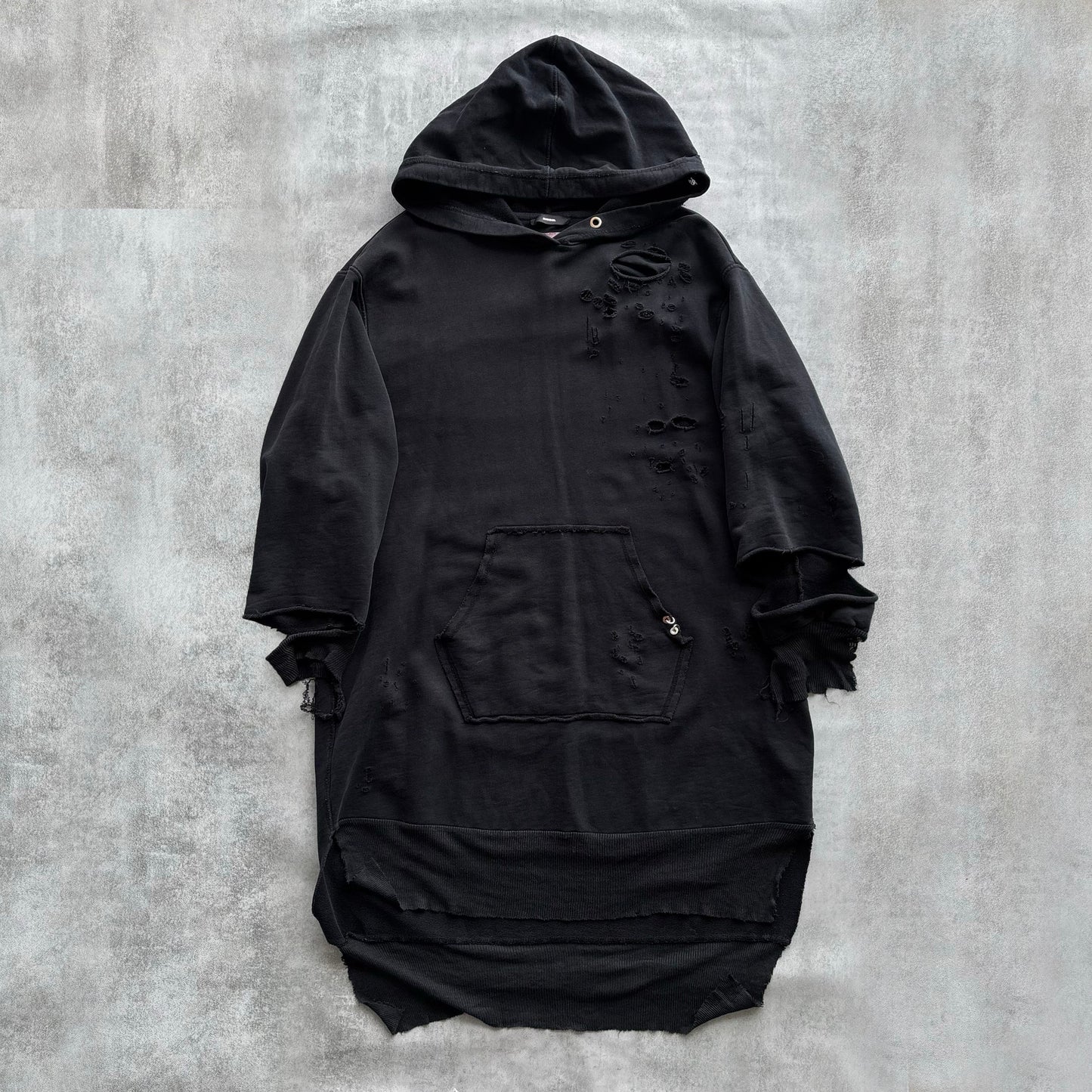 DIESEL DISTRESSED HOODIE | O/S, Black