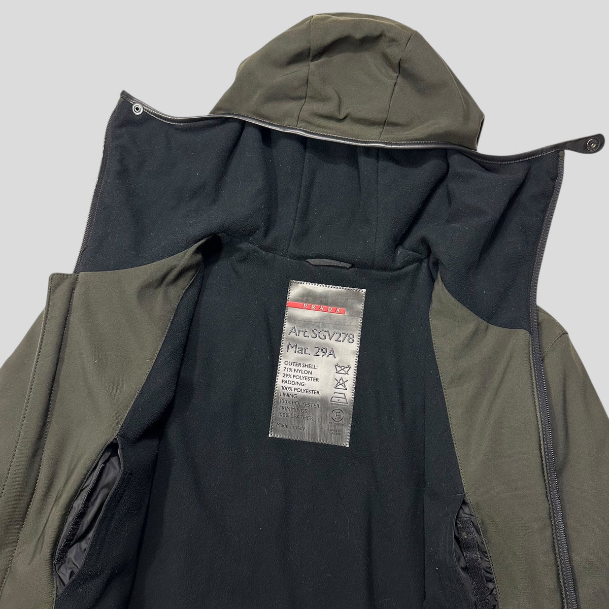 Prada Sport 1999 Balaclava Fleece Lined Moto Jacket - IT50 (L) | Green