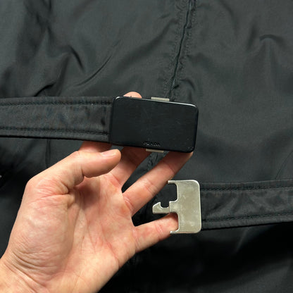 Prada 90’s Quilted Nylon Belt Parka Jacket - UK10 | Large, Black
