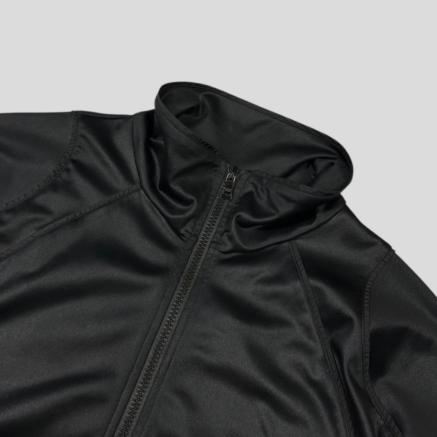 Prada Sport 2007 Jet Black Panelled Soft Polyester Harrington Jacket - M