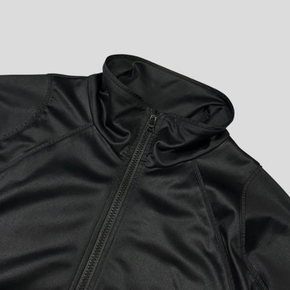 Prada Sport 2007 Jet Black Panelled Soft Polyester Harrington Jacket - M