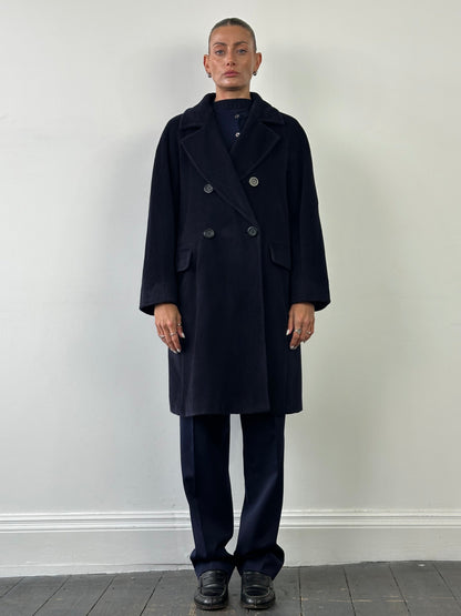Max Mara Wool Cashmere Double Breasted A-Line Coat - L