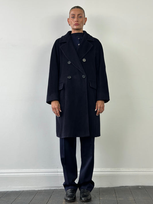 Max Mara Wool Cashmere Double Breasted A-Line Coat - L