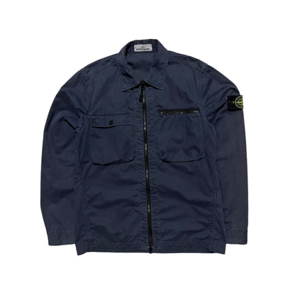 Stone Island Zip Up Double Pocket Canvas Overshirt