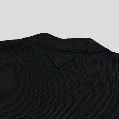 Prada 2021 Triangle Logo Heavyweight Boxy Wool Cardigan - M | Default Title, Black