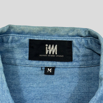 Issey Miyake 00’s Pleat Detailed Metal Button Shirt - M | Blue