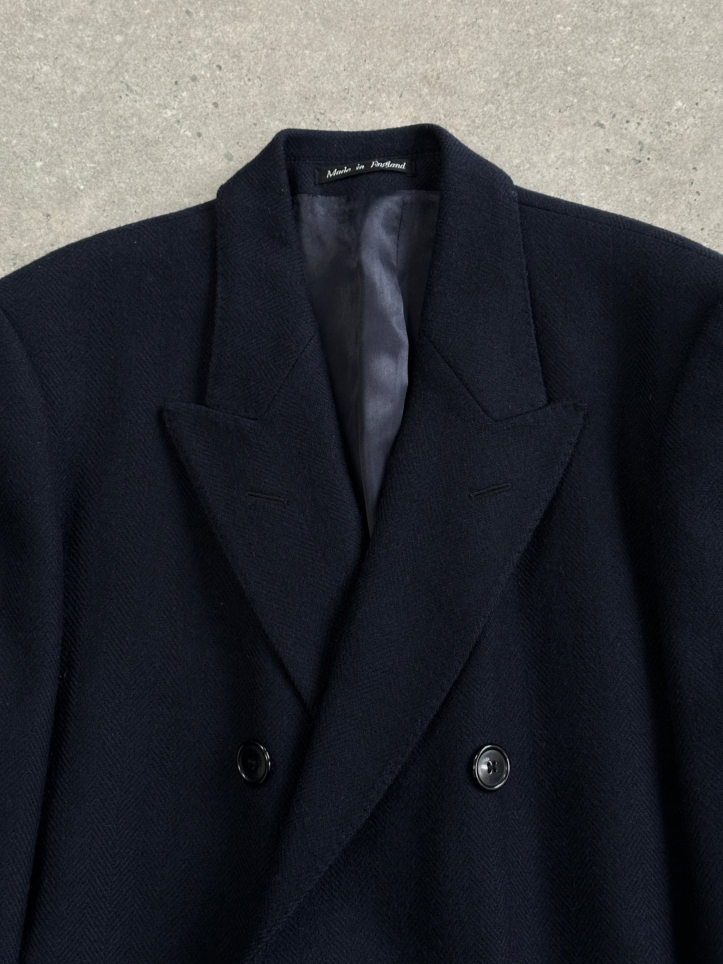 English Vintage 1990s Pure Wool Double Breasted Coat - XL