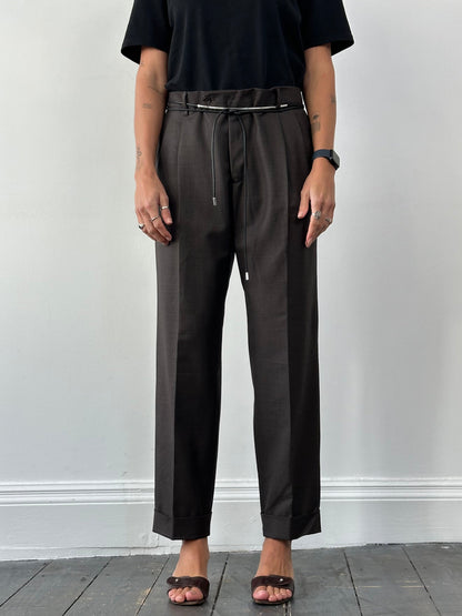 Italian Vintage Pure Wool Mid Rise Tailored Trousers - W34