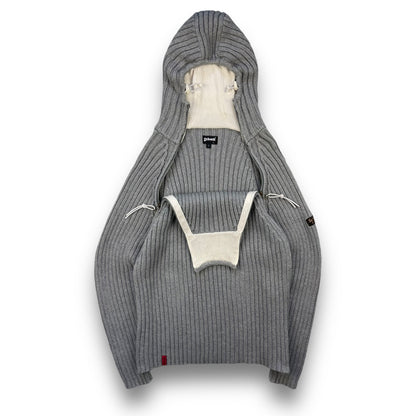 2000's Schott NYC Dual Zip Knitted Balaclava Hoodie (L) | Default Title, Grey