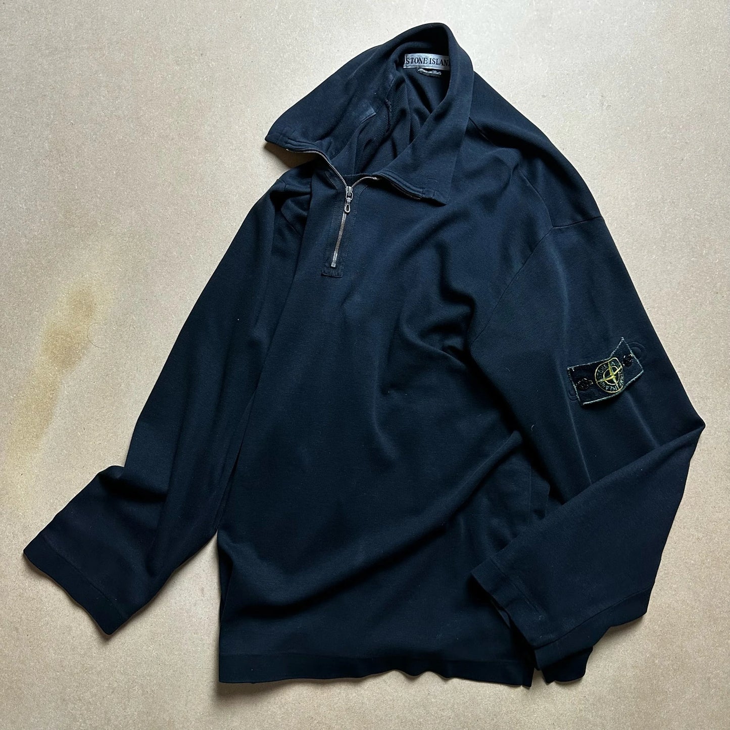 S/S 1997 Black Cotton Quarter Zip Sweater