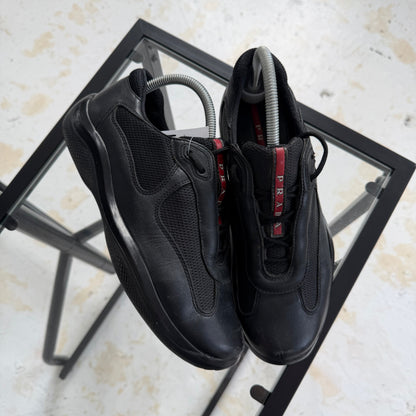 2000s prada americas matte leather cups | O/S, Black