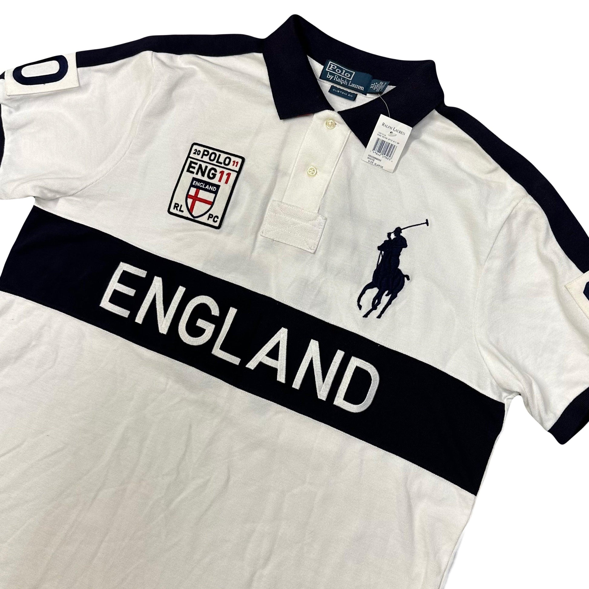 Ralph Lauren Spellout England Polo In White ( XL ) - Known Source