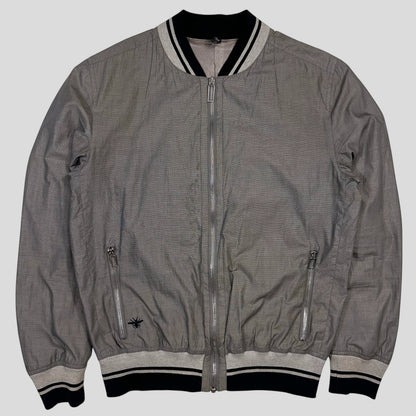 Dior Homme 2010 Bee Varsity Microcheck Cotton Bomber Jacket - M | Default Title, Grey