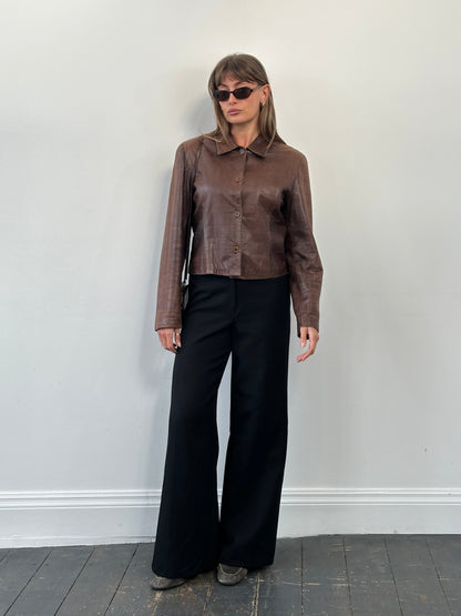 Vintage 1990s Pure Wool Wide Leg Trousers - W26