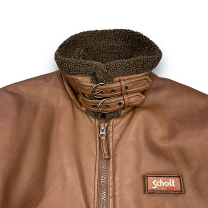 2000's Schott Faux Leather Aviator Jacket (L) | Default Title, Brown