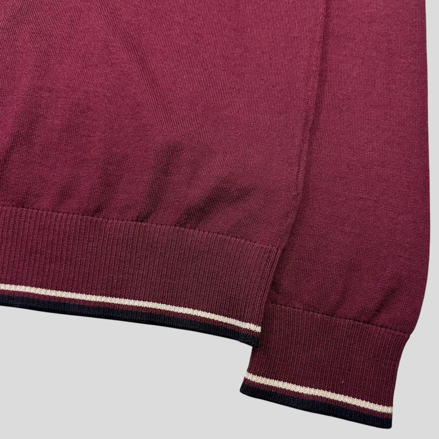 Prada Milano 2018 Wine Ribbed Silk & Wool Knit Sweater - M | Default Title, Burgundy