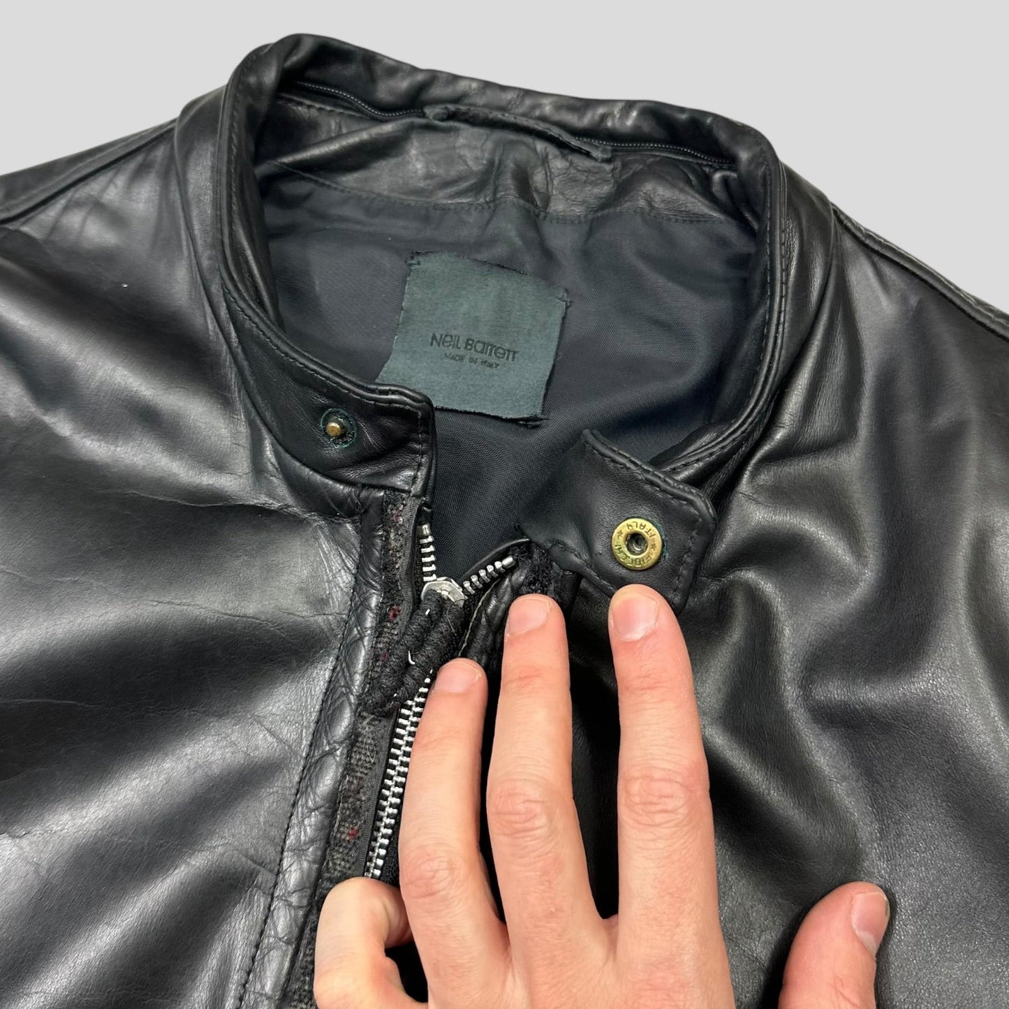 Neil Barrett 00’s Textured Padded Leather Moto Jacket - L