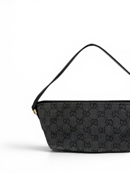 2000s Gucci Monogram Black/Grey Pochette Boat Bag | O/S, Multicoloured