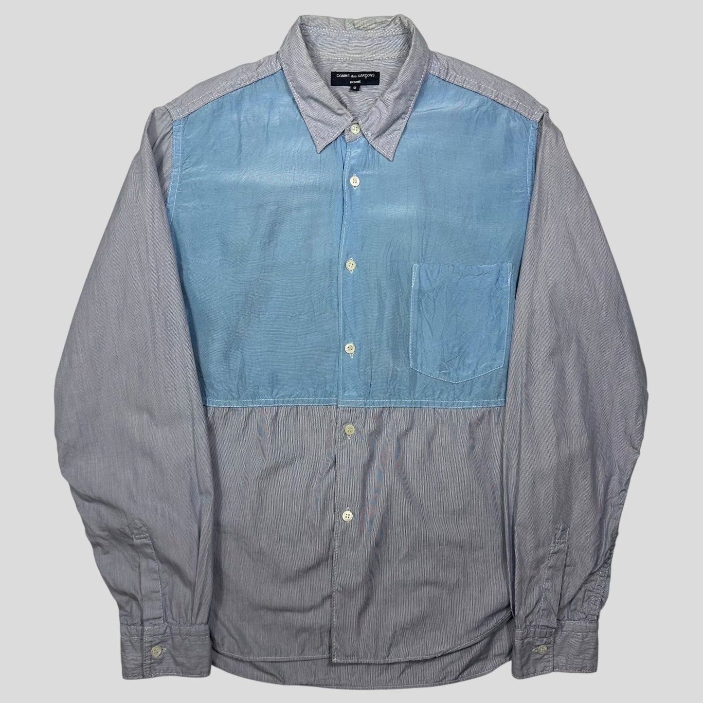 Comme Des Garçons Homme 2008 Iridescent Panelled Striped Shirt - S/M