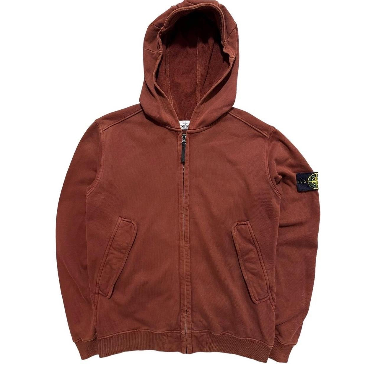 Stone Island Burnt Red Zip Up Hoodie