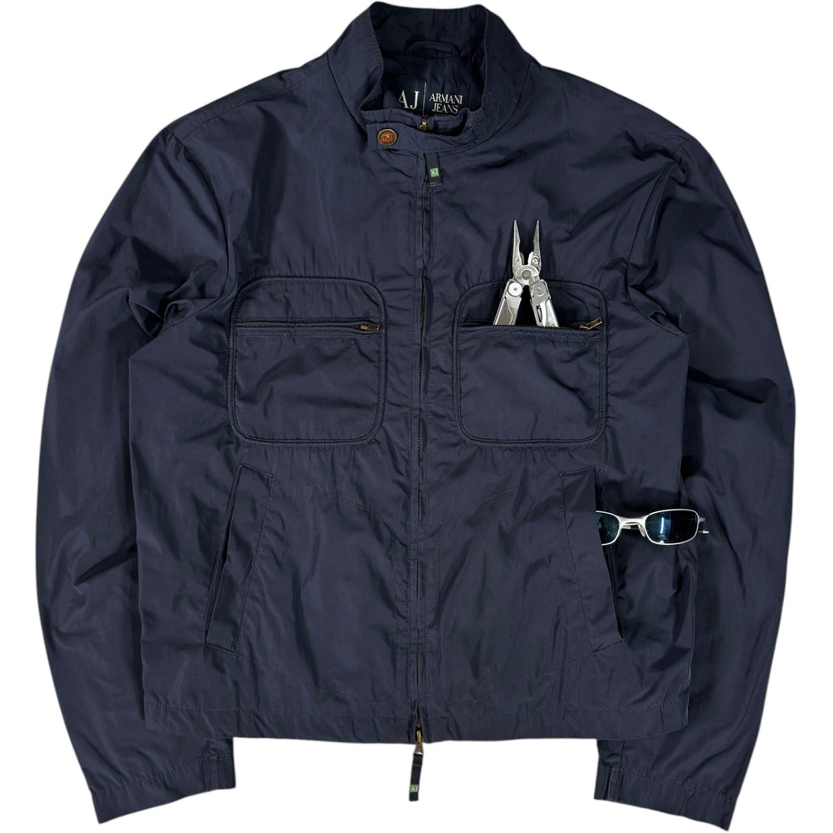 Armani Jeans 00's Navy Cropped Multipocket Jacket M | Medium, Navy