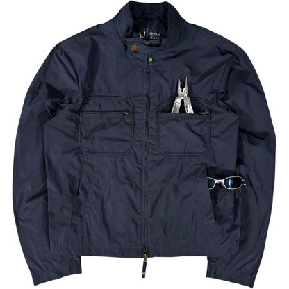 Armani Jeans 00's Navy Cropped Multipocket Jacket M | Medium, Navy