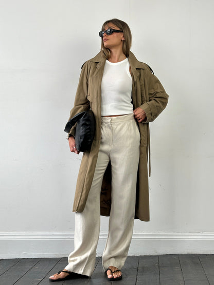 Vintage Pure Cotton Single Breasted Belted Trench Coat - L