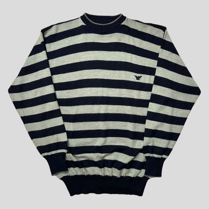 Emporio Armani 80’s Striped Wool Convertible Collar Knit Jumper - L | Default Title, Multicoloured