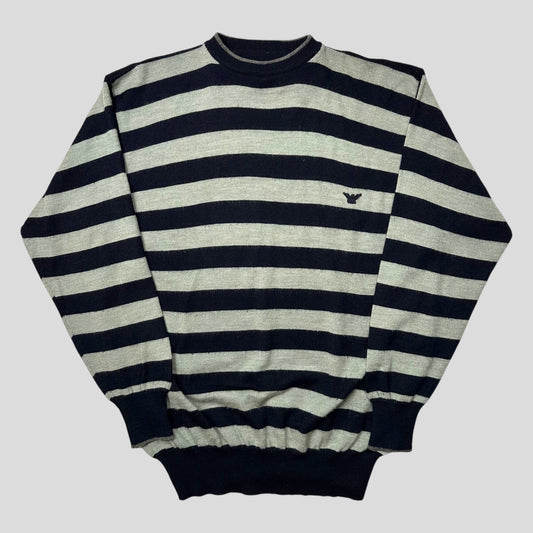 Emporio Armani 80’s Striped Wool Convertible Collar Knit Jumper - L | Default Title, Multicoloured