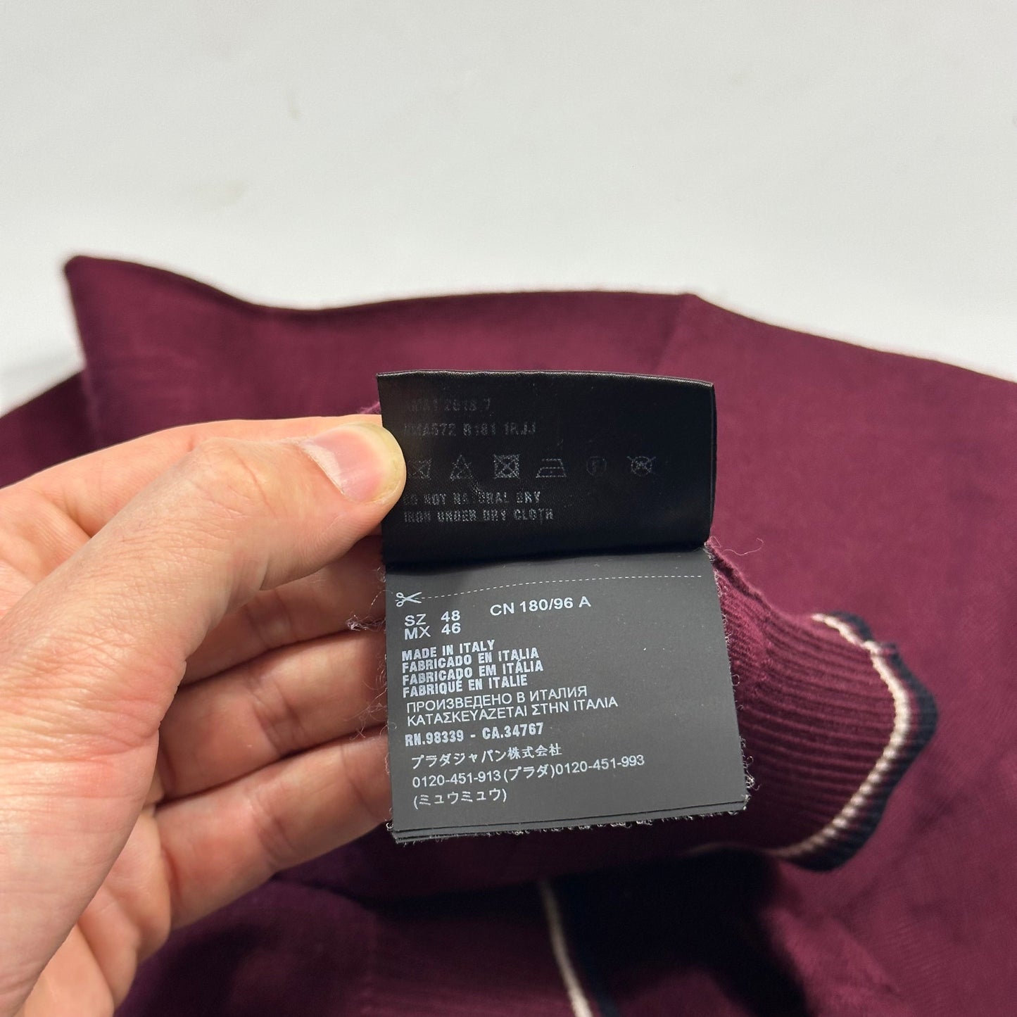 Prada Milano 2018 Wine Ribbed Silk & Wool Knit Sweater - M | Default Title, Burgundy