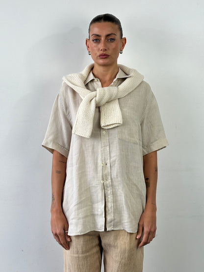 Italian Vintage Pure Linen Short Sleeve Shirt - XL