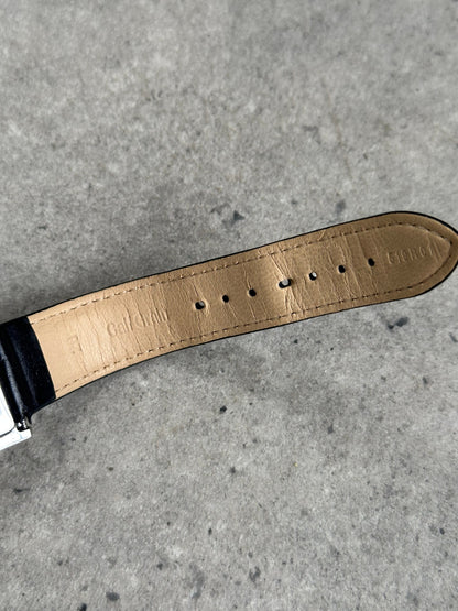 Emporio Armani 2000s Rectangle Stainless Steel Leather Watch