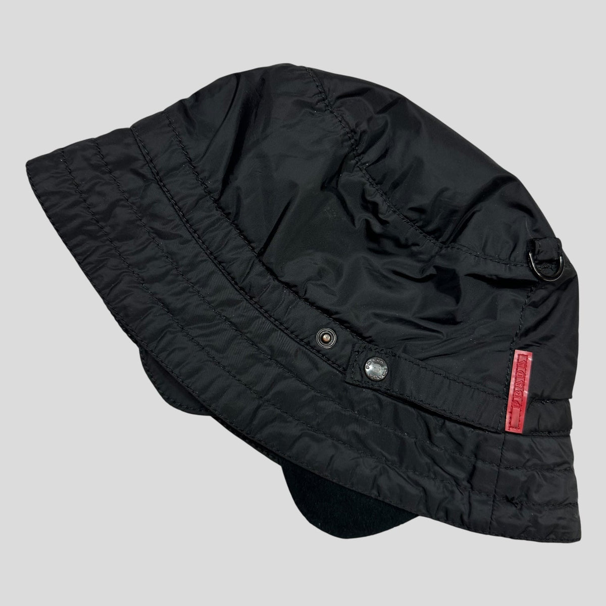 Prada Sport 00’s Nylon Fleece Dog Ear Bucket Hat - M/L | O/S, Black