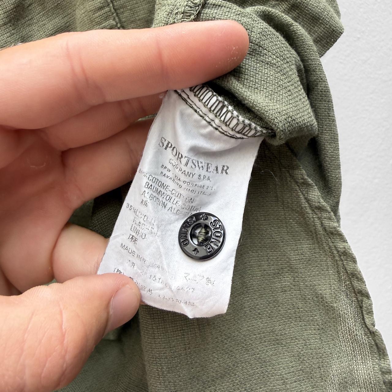 00s Stone Island Script Logo Linen Shirt (M) | Medium, Green