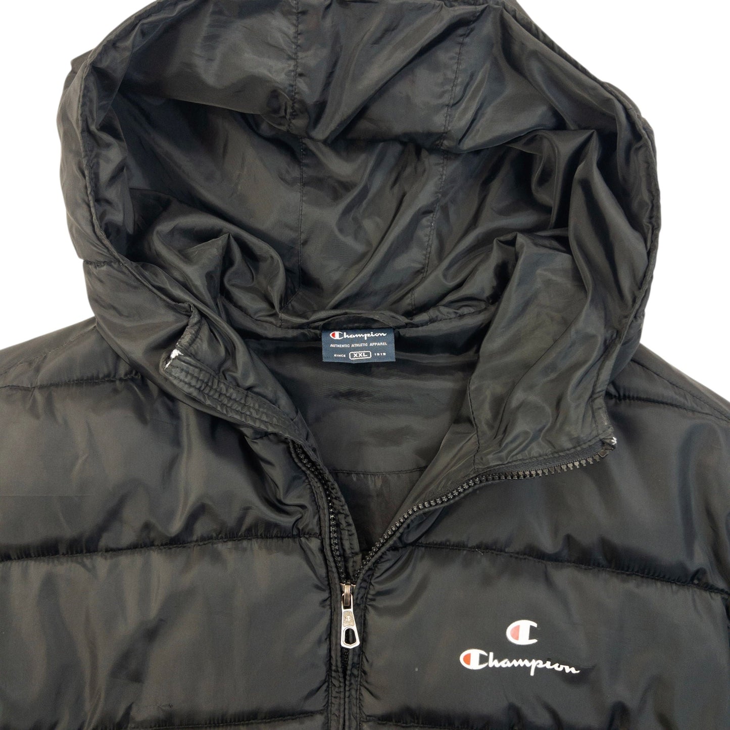 Vintage Champion Zip Up Puffer Jacket Size XXL | XXL, Black