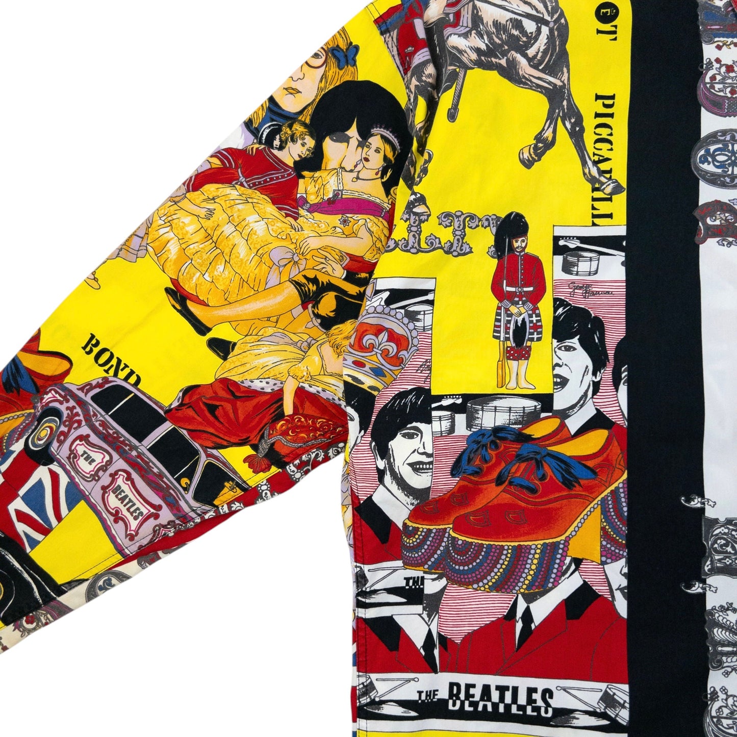 Vintage 90s Versace Jeans Couture Rock N Roll Royalty Print Button Up Shirt Size XL | XL, Multicolour