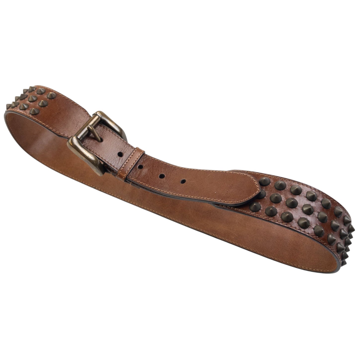 Vintage 2000s Burberry Studded Leather Belt Size M | O/S, Brown