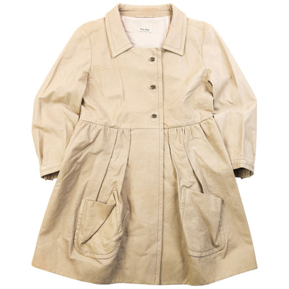 Vintage 2010 Miu Miu Leather Trench Jacket Womens Size S | Small, Beige