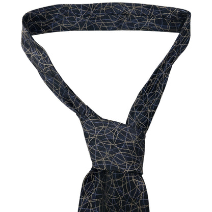 Vintage 90s Issey Miyake Pattern Silk Tie | O/S, Navy