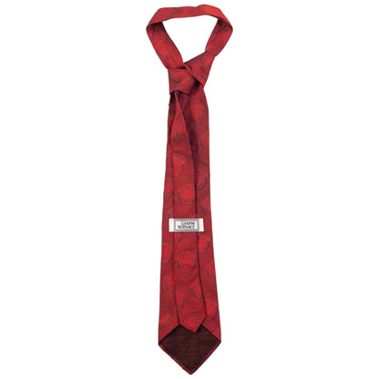 Vintage 90s Gianni Versace Monogram Medusa Silk Tie | O/S, Red