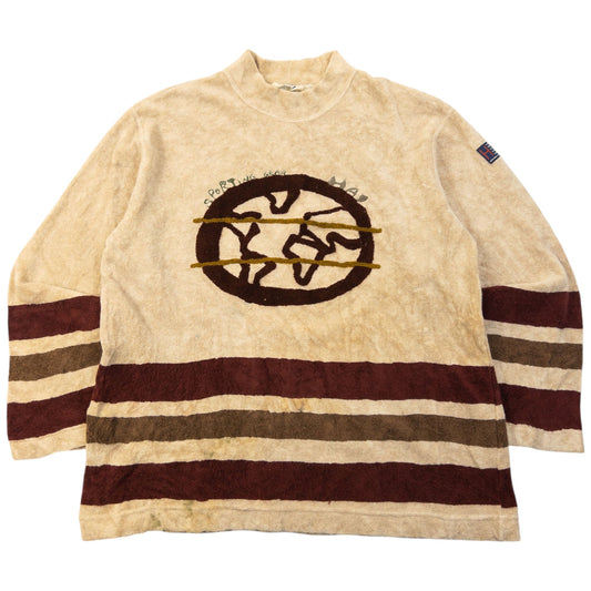 Vintage 90s Hai Sporting Gear By Issey Miyake Fleece Sweatshirt Size S | Small, Beige, Brown, Maroon