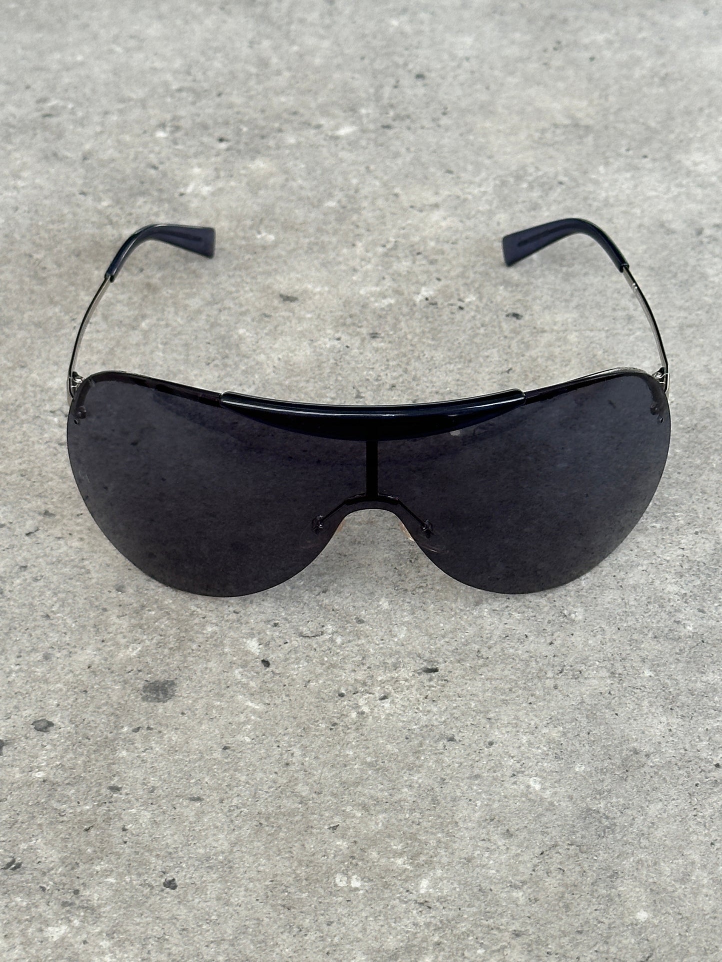 Giorgio Armani 2000s Oversized Shield Rimless Sunglasses