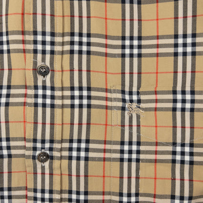 Vintage 90s Burberry Nova Check Long Sleeve Button Up Shirt Size S | Small, Beige